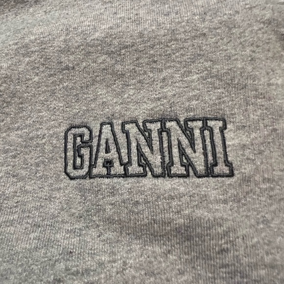 Ganni gray software crew neck oversized logo sweatshirt Made in Portugal - Picture 11 of 14